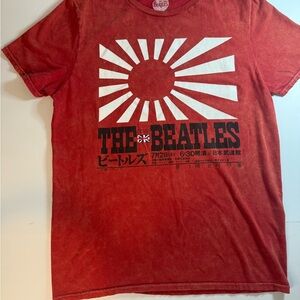 The Beatles Rising Sun Red and White Graphic Medium Short Sleeve Tee Shirt